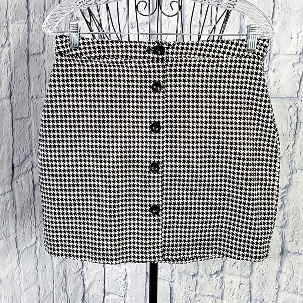LIKE‎ AN ANGEL Shepherd's Check Black and White Mini Skirt XL